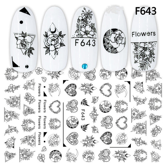 Stickers de Uñas Geométricos Blanco y Negro Estilo Europeo - Image 17