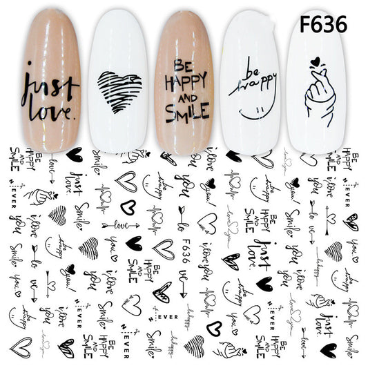 Stickers de Uñas Geométricos Blanco y Negro Estilo Europeo - Image 2