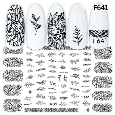 Stickers de Uñas Geométricos Blanco y Negro Estilo Europeo - Image 6