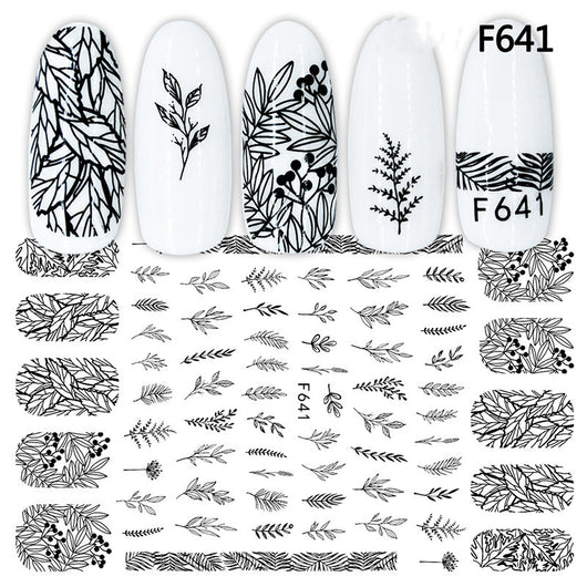 Stickers de Uñas Geométricos Blanco y Negro Estilo Europeo - Image 6