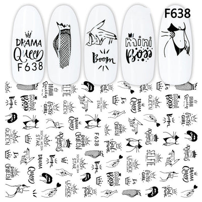 Stickers de Uñas Geométricos Blanco y Negro Estilo Europeo - Image 8