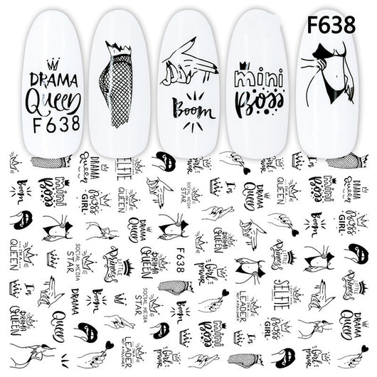 Stickers de Uñas Geométricos Blanco y Negro Estilo Europeo - Image 8