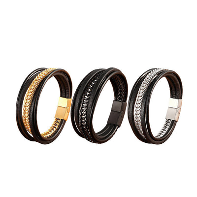 Pulsera de Cuero para Hombre Estilo Punk Minimalista y Versátil - Image 8