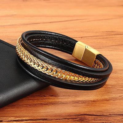 Pulsera de Cuero para Hombre Estilo Punk Minimalista y Versátil - Image 4