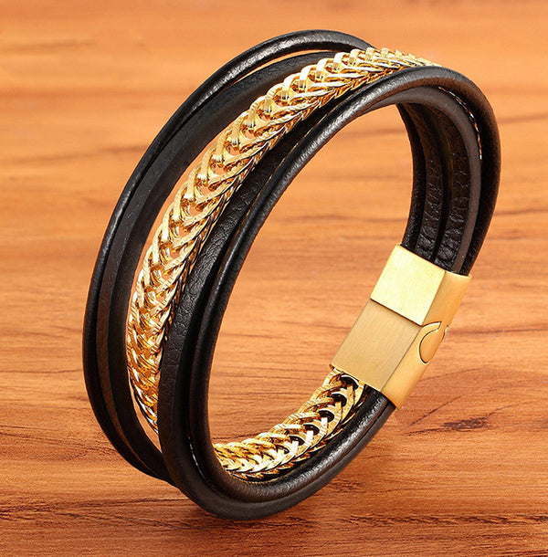 Pulsera de Cuero para Hombre Estilo Punk Minimalista y Versátil