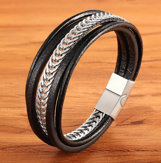 Pulsera de Cuero para Hombre Estilo Punk Minimalista y Versátil