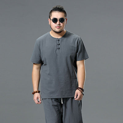 Camiseta Suelta de Algodón y Lino - Manga Corta Talla Grande - Image 10