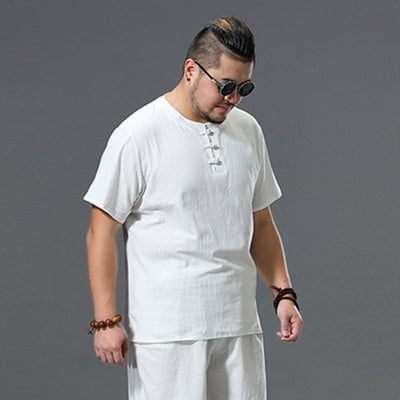 Camiseta Suelta de Algodón y Lino - Manga Corta Talla Grande - Image 3