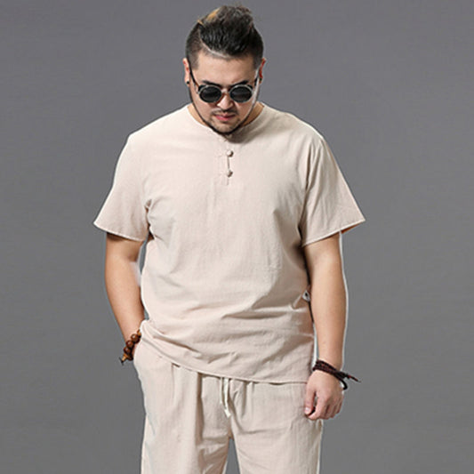 Camiseta Suelta de Algodón y Lino - Manga Corta Talla Grande - Image 2