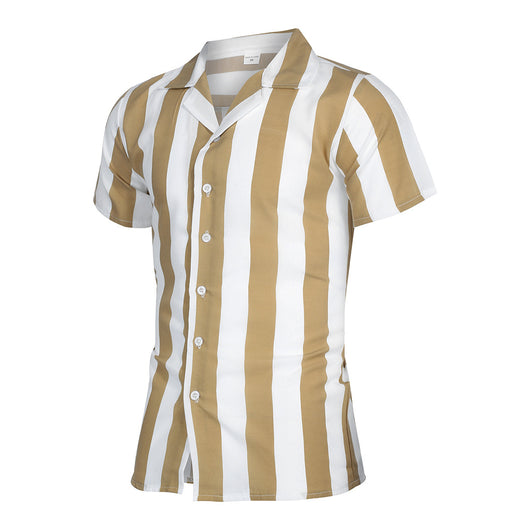 Camisa Slim Fit Rayas Bloques de Color Manga Corta para Hombre - Image 11