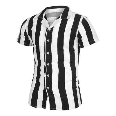 Camisa Slim Fit Rayas Bloques de Color Manga Corta para Hombre - Image 12