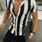 Camisa Slim Fit Rayas Bloques de Color Manga Corta para Hombre