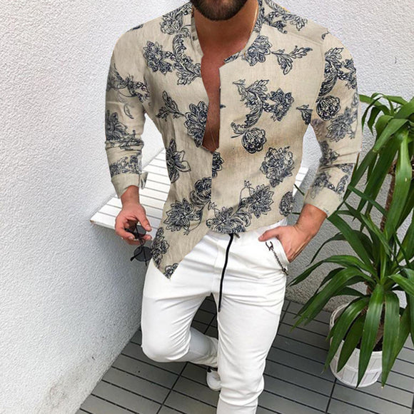Camisa Suelta de Manga Larga para Hombre - Estilo Literario y Casual