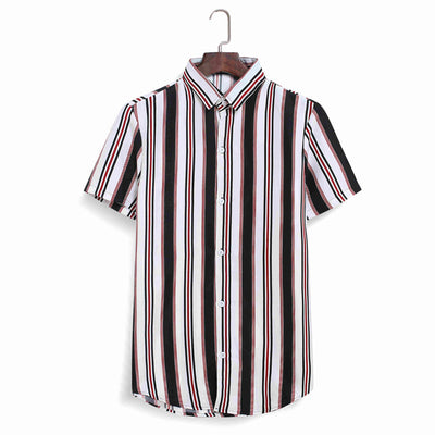 Camisa Casual de Playa Hombre - Diseño a Rayas Bloques de Color Manga Corta - Image 15