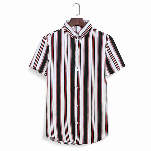 Camisa Casual de Playa Hombre - Diseño a Rayas Bloques de Color Manga Corta - Image 15