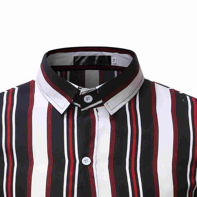 Camisa Casual de Playa Hombre - Diseño a Rayas Bloques de Color Manga Corta - Image 9