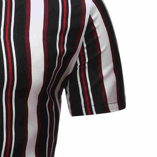 Camisa Casual de Playa Hombre - Diseño a Rayas Bloques de Color Manga Corta - Image 16