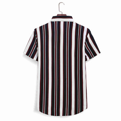 Camisa Casual de Playa Hombre - Diseño a Rayas Bloques de Color Manga Corta - Image 12