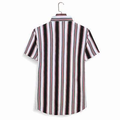 Camisa Casual de Playa Hombre - Diseño a Rayas Bloques de Color Manga Corta - Image 13
