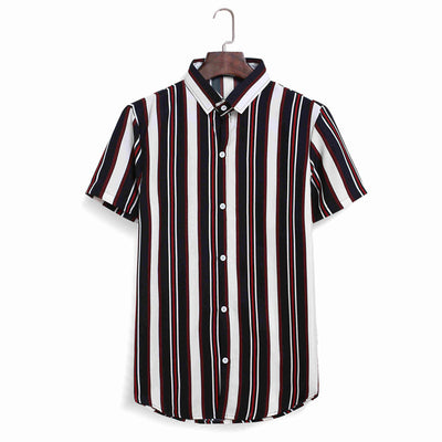 Camisa Casual de Playa Hombre - Diseño a Rayas Bloques de Color Manga Corta - Image 17