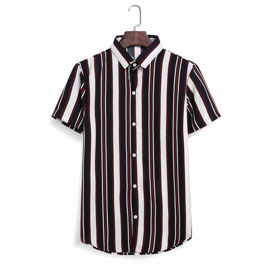 Camisa Casual de Playa Hombre - Diseño a Rayas Bloques de Color Manga Corta - Image 17