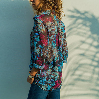 Blusa Estampada Calada Transparente Sexy - Image 8