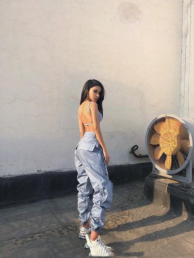 Overol Mujer Cintura Alta Bolsillos Múltiples Estilo Boyfriend Casual - Image 4
