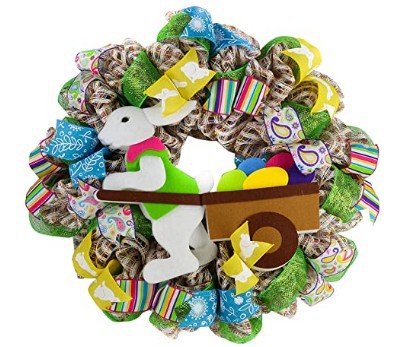 Corona Decorativa de Pascua con Conejito Adorable sin Rostro - Image 4