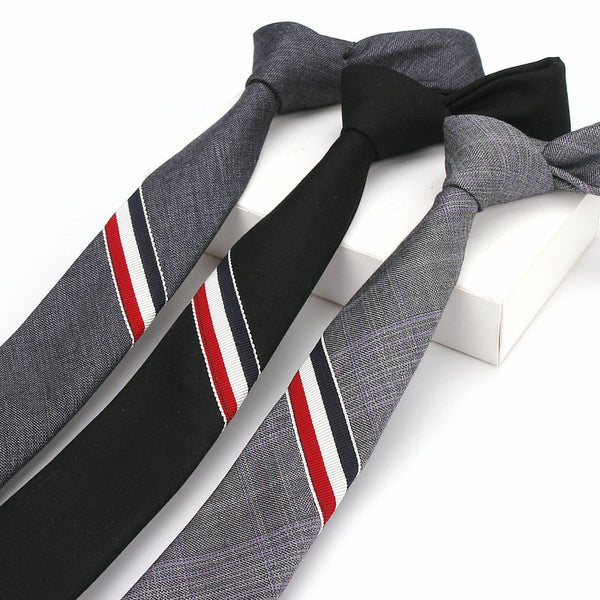 Corbata Casual de Algodón Tricolor Ultradelgada para Hombre y Mujer