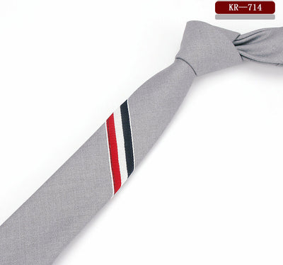 Corbata Casual de Algodón Tricolor Ultradelgada para Hombre y Mujer - Image 3