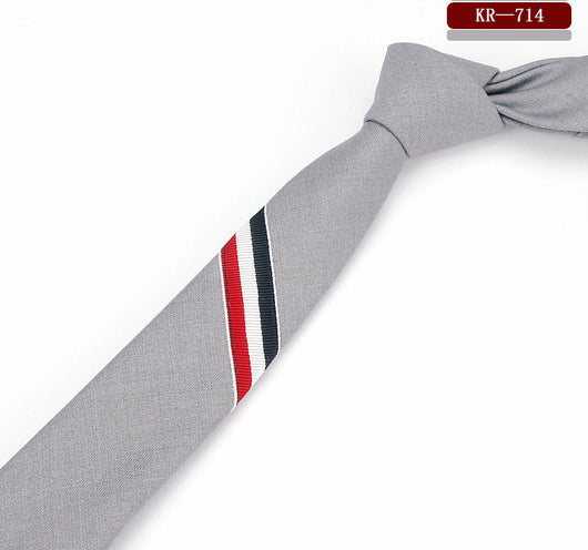 Corbata Casual de Algodón Tricolor Ultradelgada para Hombre y Mujer - Image 3