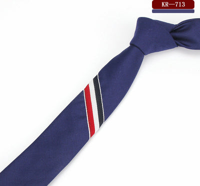 Corbata Casual de Algodón Tricolor Ultradelgada para Hombre y Mujer - Image 5