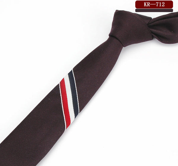 Corbata Casual de Algodón Tricolor Ultradelgada para Hombre y Mujer