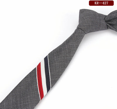 Corbata Casual de Algodón Tricolor Ultradelgada para Hombre y Mujer - Image 4