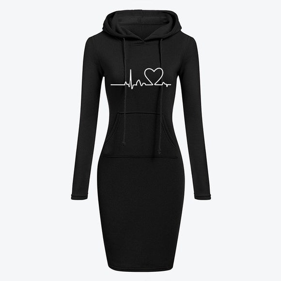 Sudadera Larga Mujer Otoño Invierno - Vestido Hoodie Manga Larga
