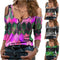 Blusa Estampada Hombros Descubiertos Manga Larga