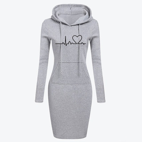 Sudadera Vestido Larga para Mujer - Abrigo Cómodo Otoño Invierno