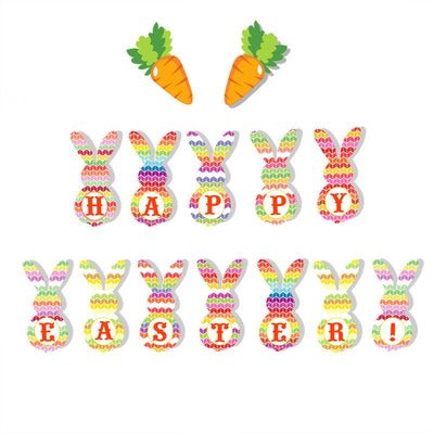 Guirnalda Decorativa de Pascua con Banderas Conejos y Huevos - Image 6