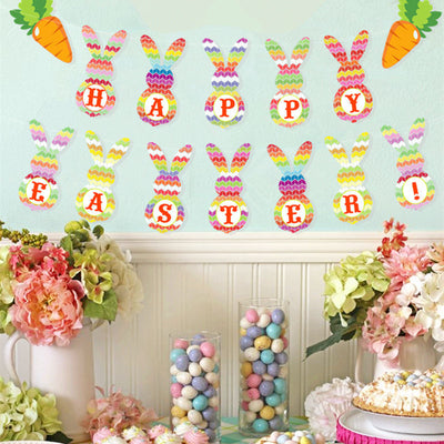 Guirnalda Decorativa de Pascua con Banderas Conejos y Huevos - Image 10