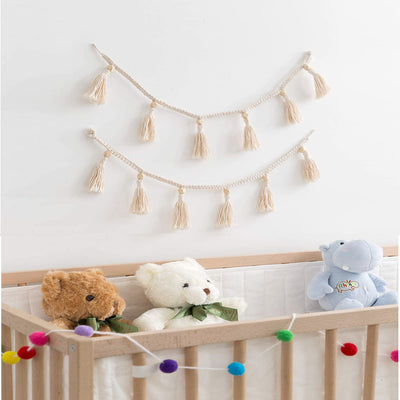 Guirnalda Macramé Tejida a Mano con Cuentas de Madera y Borlas - Decoración Bohemia para el Hogar - Image 3