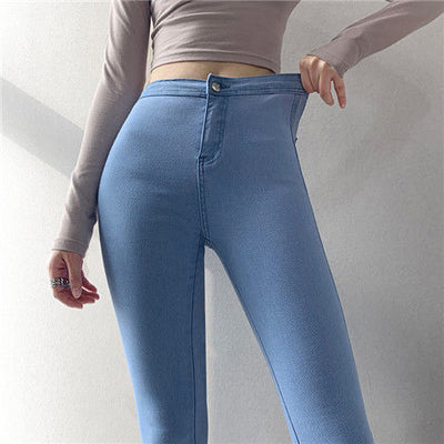 Jeans Levantacola Cintura Alta Elásticos para Mujer