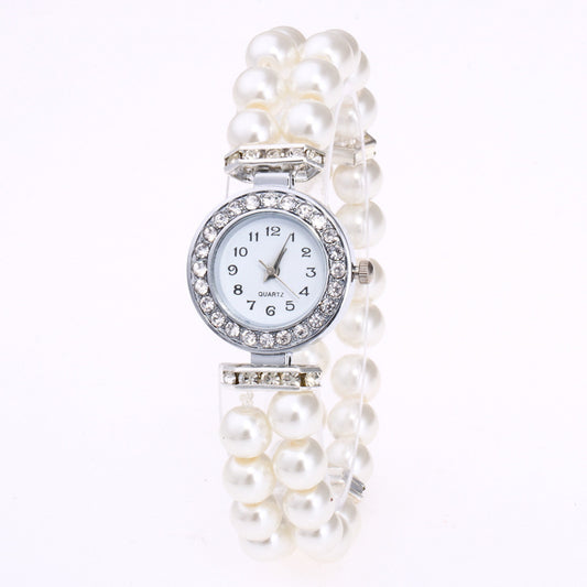 Reloj de Pulsera Cuarzo con Perlas para Hombre y Mujer