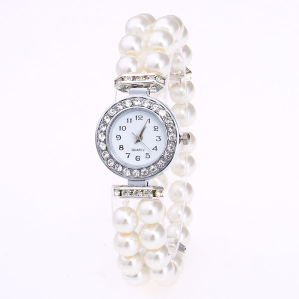 Reloj de Pulsera Cuarzo con Perlas para Hombre y Mujer