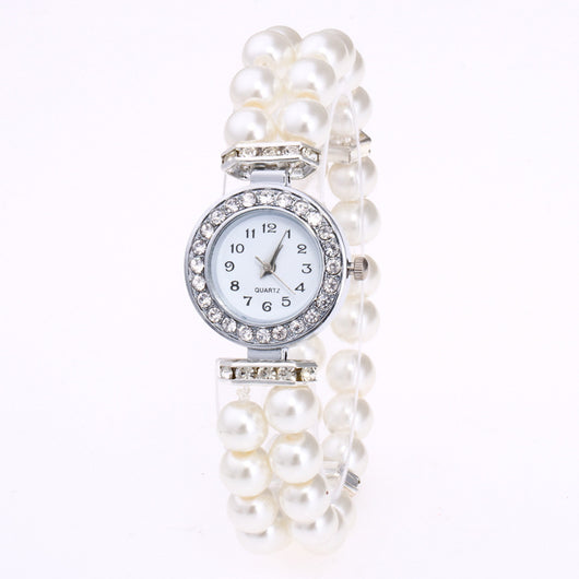 Reloj de Pulsera Cuarzo con Perlas para Hombre y Mujer