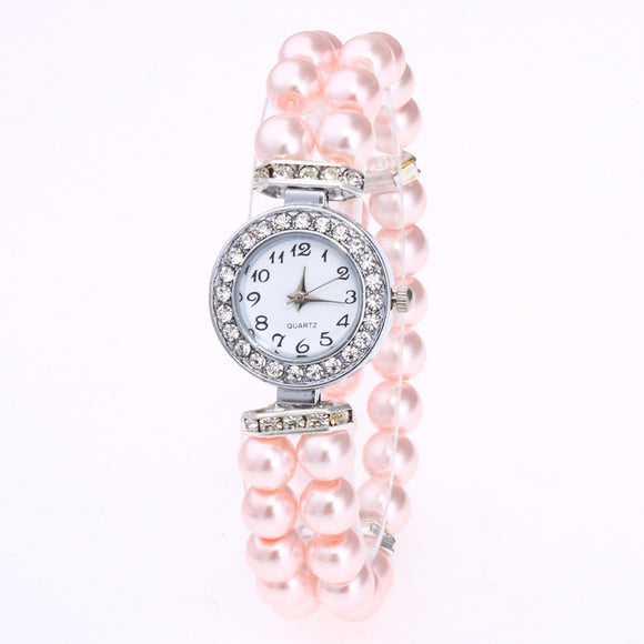Reloj de Pulsera Cuarzo con Perlas para Hombre y Mujer