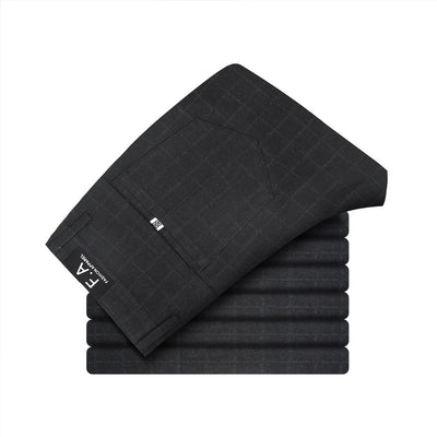 Pantalones Casuales Elásticos a Cuadros Oscuros para Hombre - Image 13