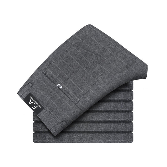 Pantalones Casuales Elásticos a Cuadros Oscuros para Hombre