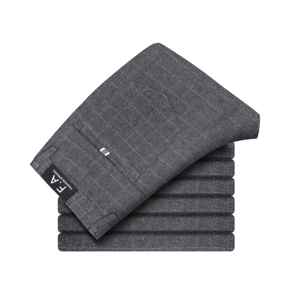 Pantalones Casuales Elásticos a Cuadros Oscuros para Hombre