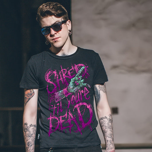 Playera Negra de Algodón Rock Band Cuello Redondo Manga Corta para Hombre - Image 10