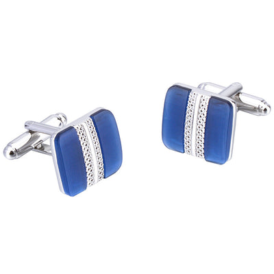 Gemelos de Negocios Ópalo Azul con Incrustaciones de Metal - Image 7